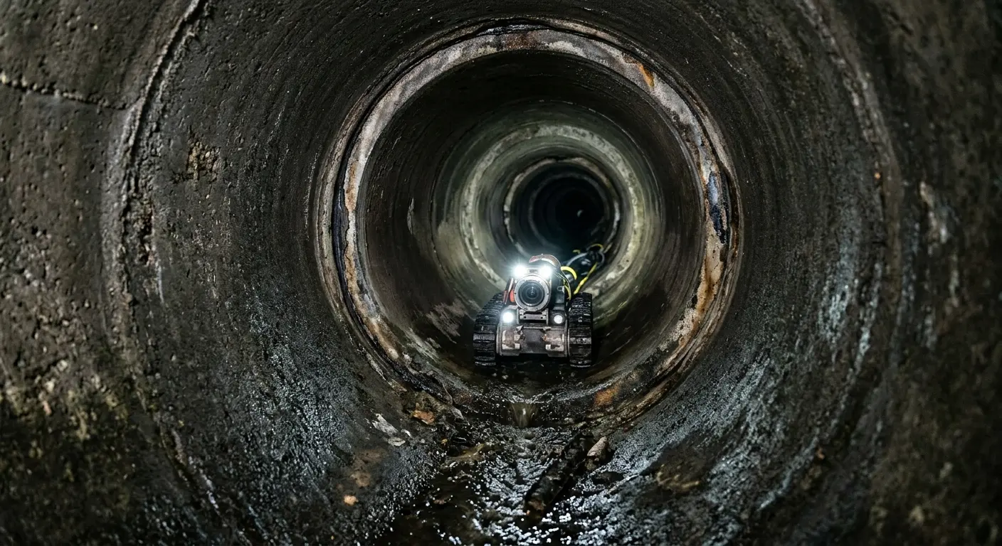 Robotic sewer camera inspecting pipe interior for Drain Snake Service in Belvidere